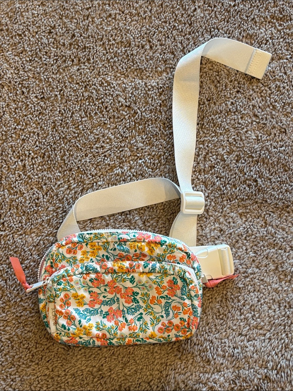 White Floral Print Belt Bag